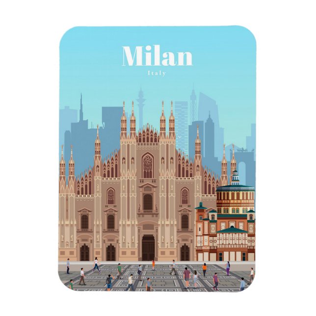 Magnet Flexible Voyage Art Voyage à Milan Italie (Vertical)
