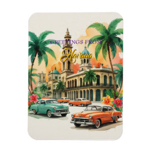 Magnet Flexible Voyage Cuba vintage - Salutations de La Havane