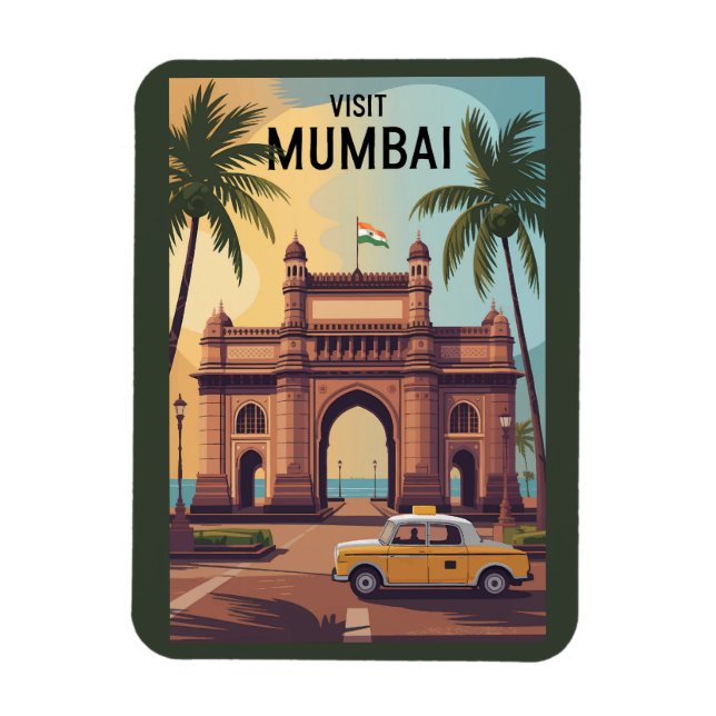 Magnet Flexible Voyage d'illustrations à Mumbai India Gateway of I (Vertical)