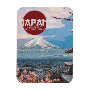 Magnet Flexible Voyage du Mont Fuji au Japon Vintage   
