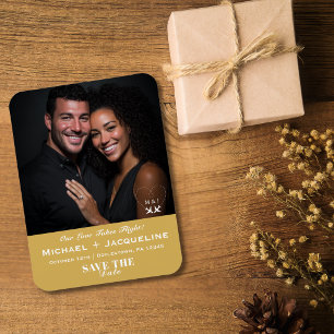 Magnet Flexible Voyage Mariage Or Élégant Photo Enregistrer la Dat