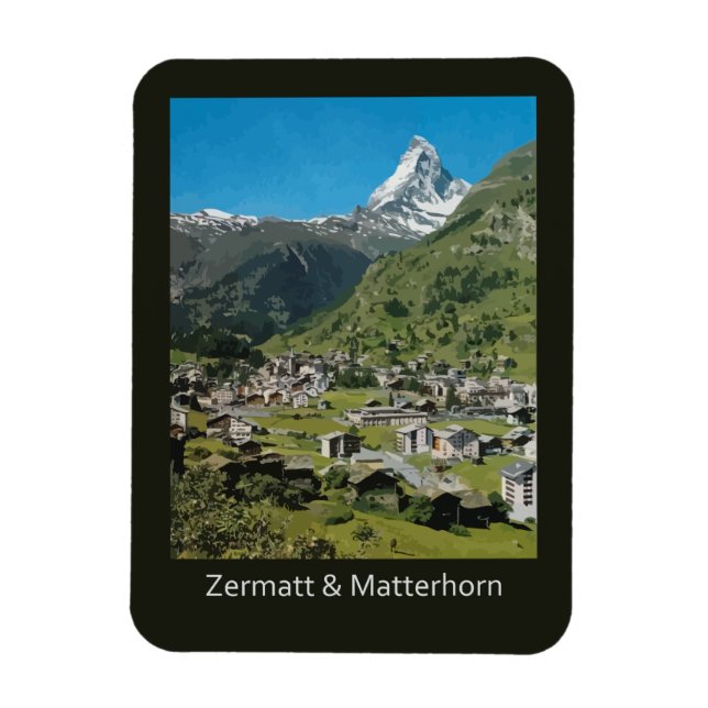 Magnet Flexible Voyage suisse rétro Zermatt et Mont Matterhorn (Vertical)