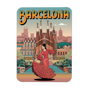 Magnet Flexible Voyage vintage barcelona sagrada familia cadeaux