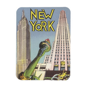 Magnet Flexible Voyage Vintage, Monuments de New York Célèbres