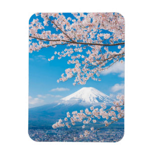 Magnet Flexible Vue du mont Fuji avec des fleurs de cerisier