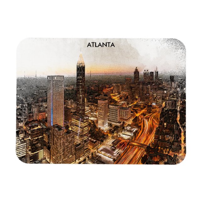 Magnet Flexible Vue panoramique de la ligne aérienne Atlanta Georg (Horizontal)