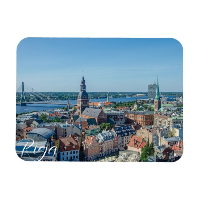 Magnet Flexible Vue sur le centre ville de Riga d'en haut (Horizontal)