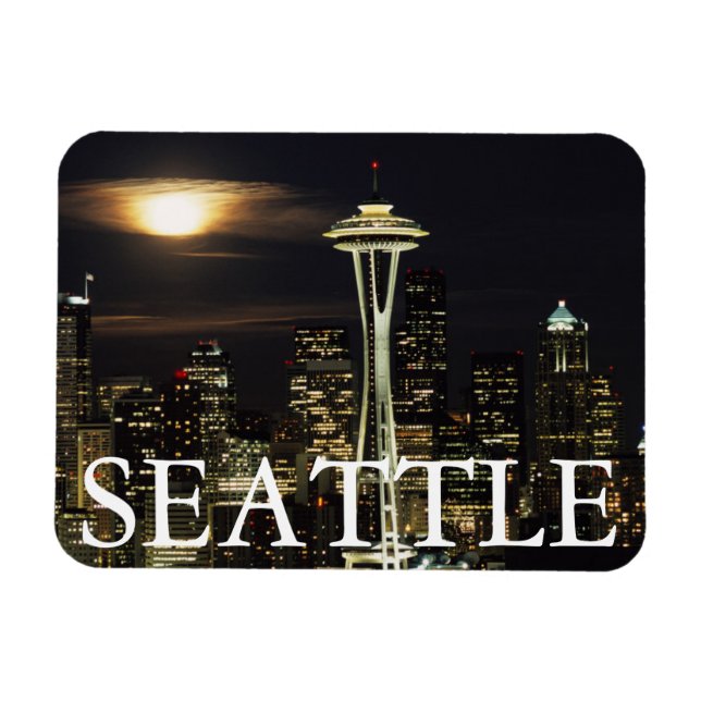 Magnet Flexible Washington, Seattle, Skyline la nuit à partir de K (Horizontal)
