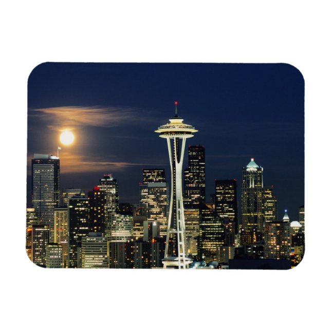 Magnet Flexible Washington, Seattle, Skyline la nuit à partir de K (Horizontal)