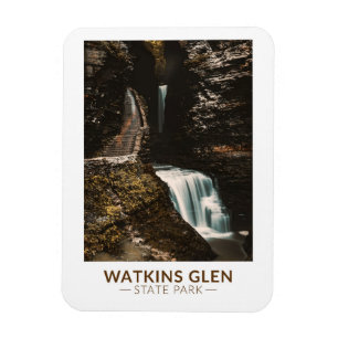 Magnet Flexible Watkins Glen State Park New York Watercolor Retro