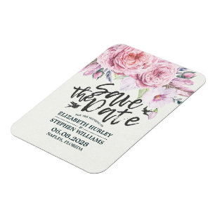 Magnet Flexible Wedding Save The Date Chic Watercolor Boho Floral