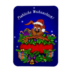 Magnet Flexible Weihnachtskaninchen, Fröhliche Weihnachten !