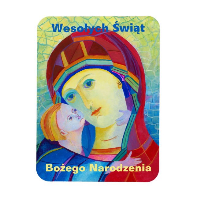 Magnet Flexible Wesołych Świąt Joyeux cadeau de Noël polonais (Vertical)