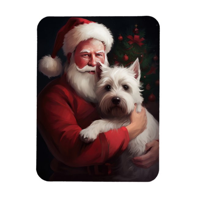 Magnet Flexible West Highland White Terrier Santa Claus Noël (Vertical)