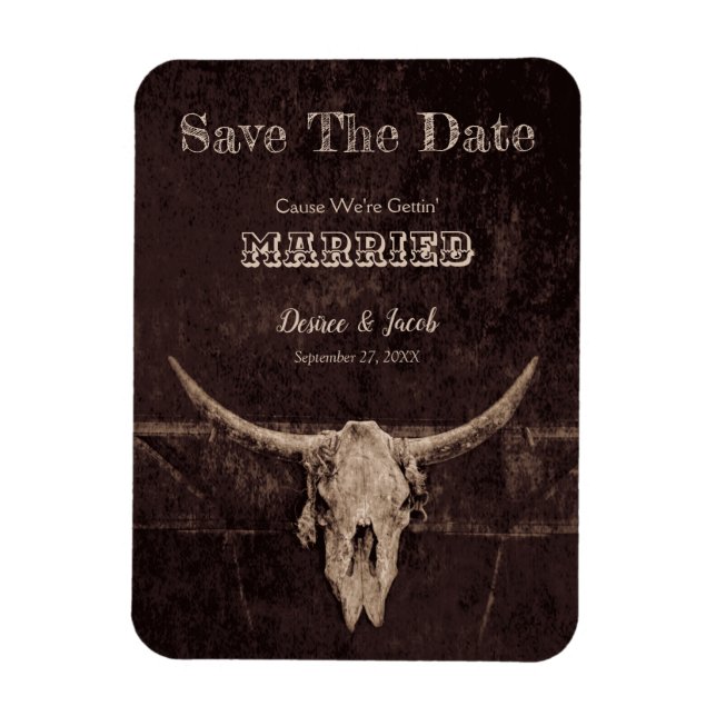 Magnet Flexible Western Rustic Mariage Vintage Enregistrer la date (Vertical)