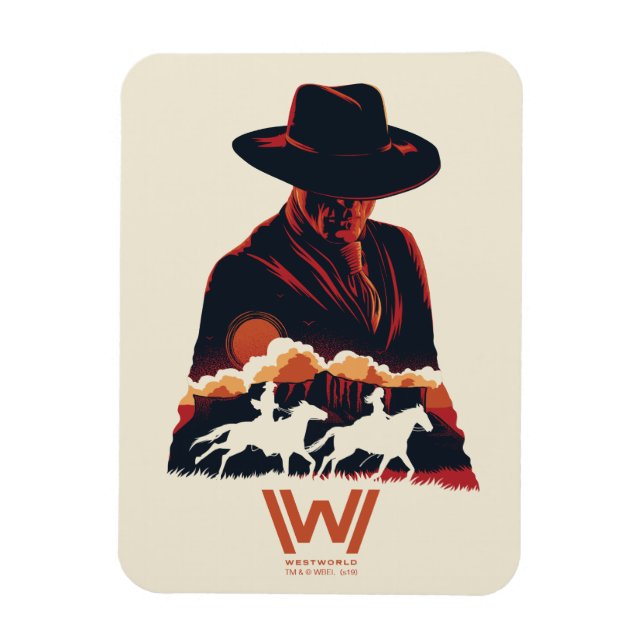 Magnet Flexible Westworld | Homme en Silhouette du désert noir (Vertical)