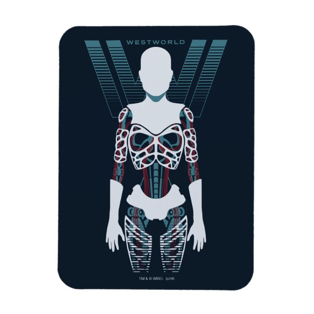 Magnet Flexible Westworld | Squelette Android sur logo (Vertical)