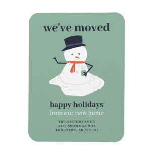 Magnet Flexible We've Moved Christmas Snowman Holiday Funny Cute 