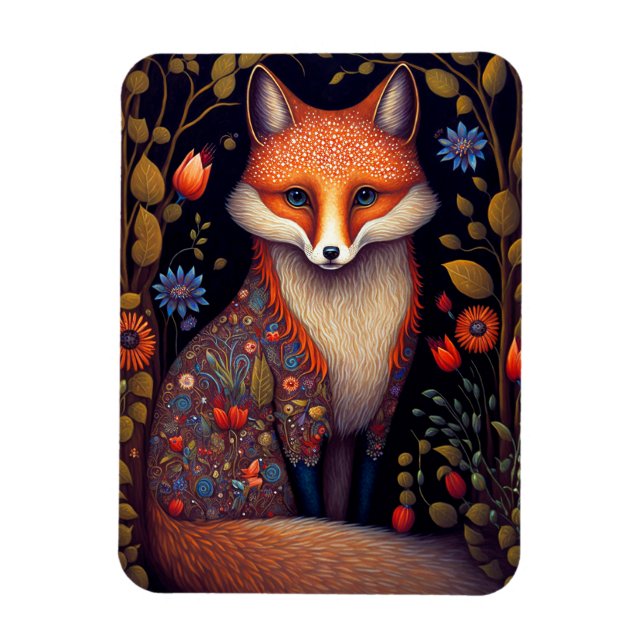 Magnet Flexible Whimsical Fox Woodland Imaginaire Art (Vertical)