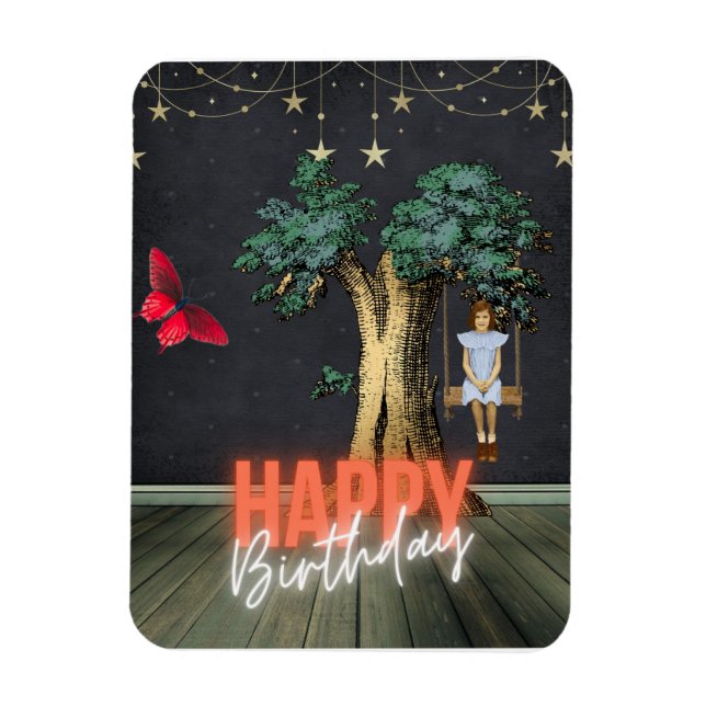 Magnet Flexible Whimsical Joyeux anniversaire Surreal Altered Art (Vertical)