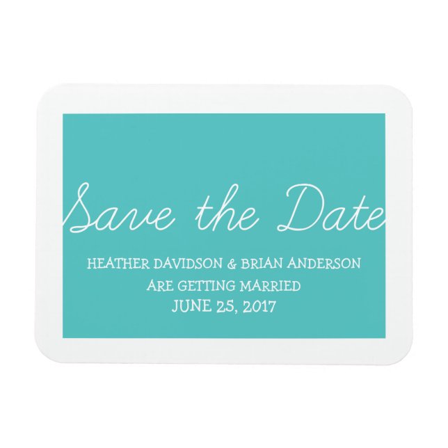 Magnet Flexible Whimsy Save the Date Magnet, Turquoise (Horizontal)