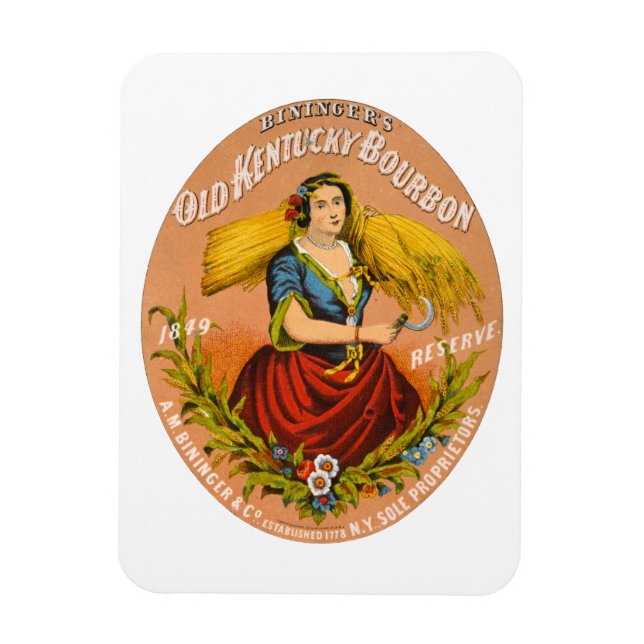 Magnet Flexible Whiskey Advertising Étiquette, Vers 1860. (Vertical)