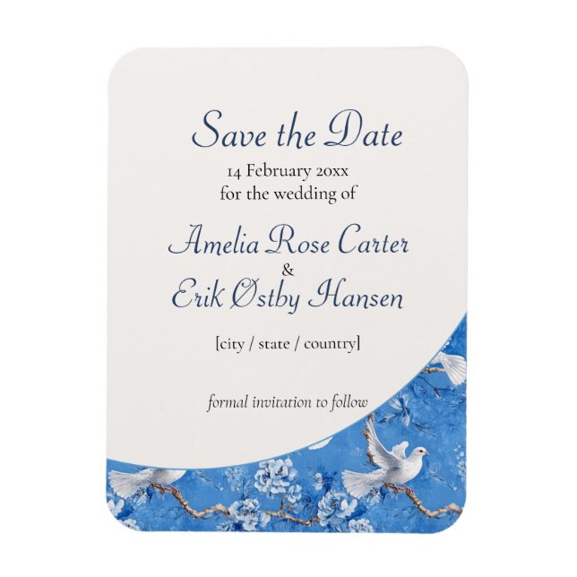 Magnet Flexible Whispers of Doves, Save the Date (Vertical)