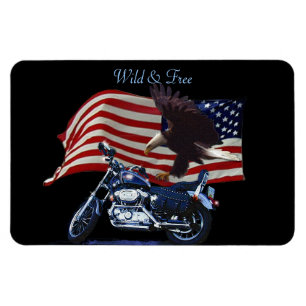 Magnet Flexible Wild & Free - Aigle patriotique, Motorbike & US Dr