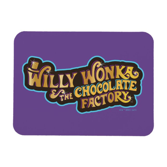 Magnet Flexible Willy Wonka et le logo de l'usine de chocolat (Horizontal)