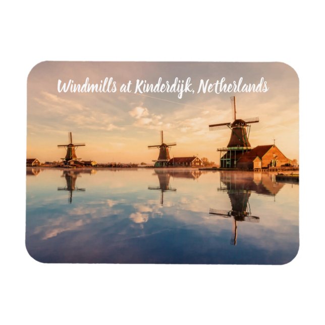 Magnet Flexible Windmills Kinderdijk Pays-Bas stylisé (Horizontal)