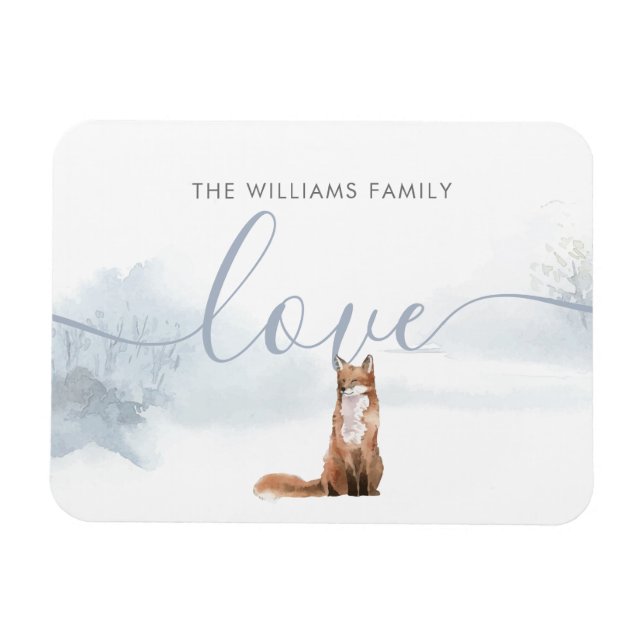Magnet Flexible Winter Fox Noël Fêtes Nom de famille Amour (Horizontal)