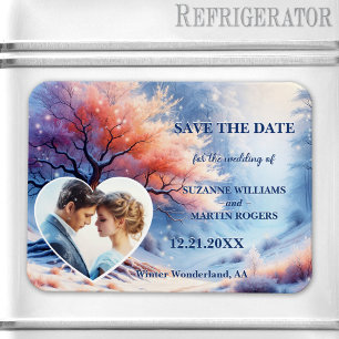 Magnet Flexible Winter Wonderland Mariage Photo Enregistrer la dat