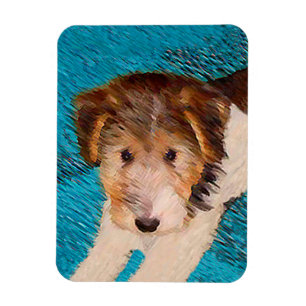 Magnet Flexible Wire Fox Terrier Puppy Painting - Original Dog Art