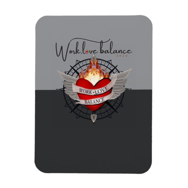 Magnet Flexible Work, Love, Balance compass design (Vertical)