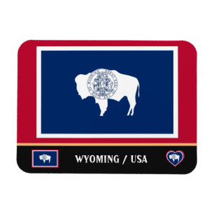 Magnet Flexible Wyoming Drapeau & Wyoming État / Voyage Amérique