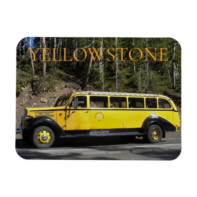Magnet Flexible Yellowstone National Park Yellow Historic Bus Tour (Horizontal)