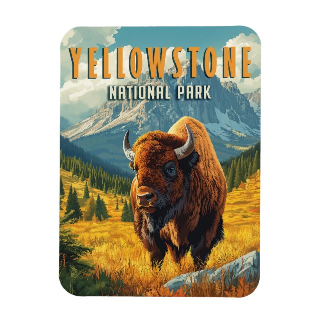 Magnet Flexible Yellowstone : Un voyage rétro (Vertical)