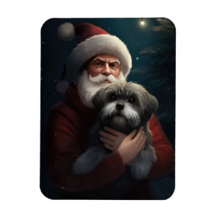 Magnet Flexible Yorkipoo avec le Père Noël Festif Noël