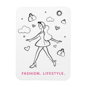 Magnet Flexible Young Fashion Girl - Sketting Art en noir et blanc