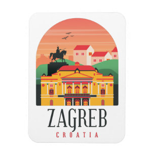 Magnet Flexible Zagreb Croatie Cityscape Photo Vintage