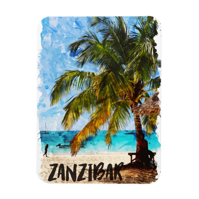 Magnet Flexible Zanzibar Afrique Tropical Beach Travel Photo (Vertical)