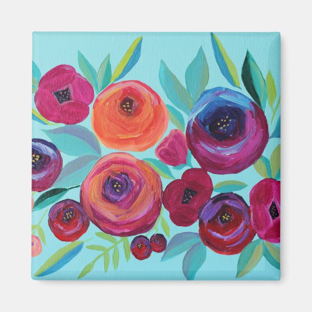 Magnet floral coloré en fleurs (Devant)