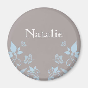 Magnet floral papillon bleu