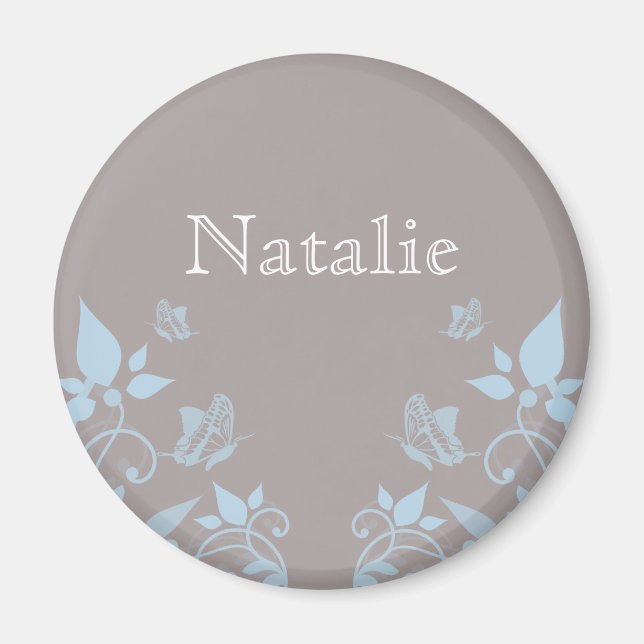 Magnet floral papillon bleu (Devant)