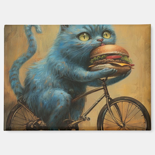Magnet\Funny Blue Cat Riding Bicycle with Giant  Magnet (Front)