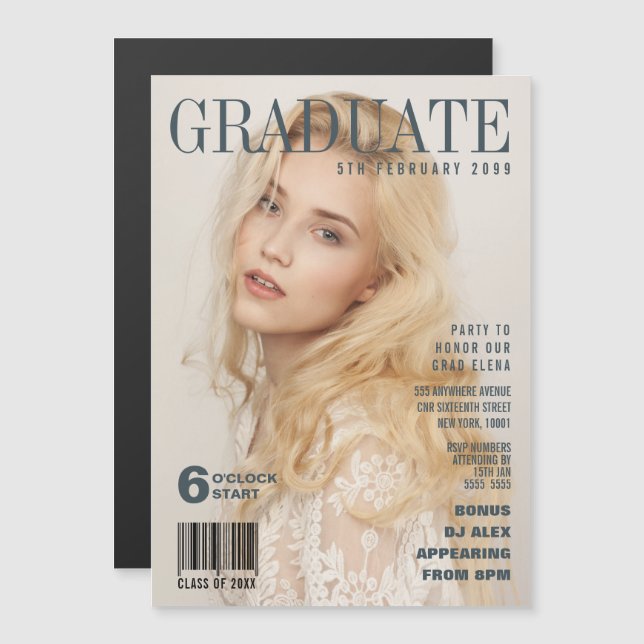 MAGNET Graduation Magazine Cover Party Invite (Front/Back)