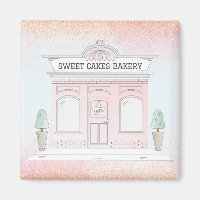 Magnet Illustré Boulangerie Café Outdoor Shop Rose