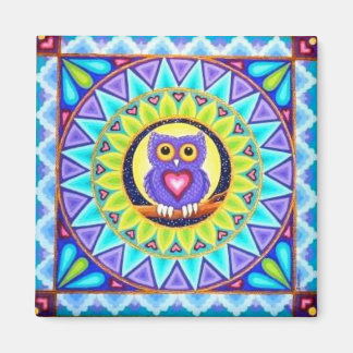 Magnet mandala de chouette violette par Soozie Wra