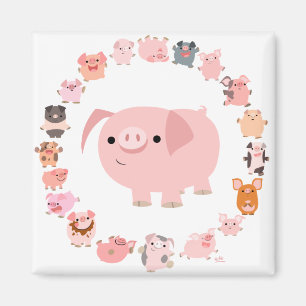 Magnet Mandala de cochon de dessin mignon