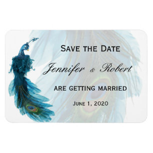 Magnet Mariage Plume Peacock bleu turquoise